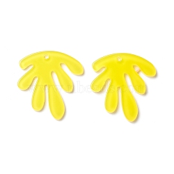 Transparent Acrylic Pendants, Leaf, Yellow, 27.5x26x2.5mm, Hole: 2mm(SACR-P011-18A)