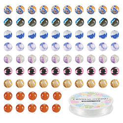 DIY Stretch Bracelet Making Kit, Including Dyed Natural Fire Crackle Agate Round Beads, Elastic Thread, Mixed Color, 80Pcs/box(DIY-FW0001-36)