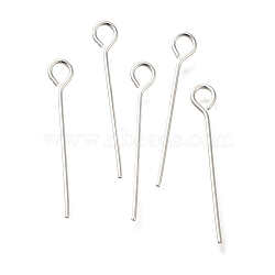 Brass Eye Pins, Lead Free & Cadmium Free, 925 Sterling Silver Plated, 20x3x0.6mm, Hole: 1.8mm(KK-H502-02C-S)