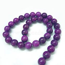 Natural Gemstone Beads, Dyed, Round, Purple, 4mm, Hole: 0.8mm, about 93pcs/strand, 15 inch(G-GR4MM-229)