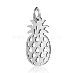 Tarnish Resistant 201 Stainless Steel Pendants, Pineapple, Stainless Steel Color, 28x16x1mm, Hole: 3mm(STAS-S105-T563D-16-1)