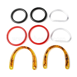 Plastic Purse Handles, for Bag Sewing Craft Tailor Sewer, Round Ring/Letter D/Arch, Mixed Color, 8.8~13x10.6~15x1~1.2cm, Hole: 10mm(PURS-XCP0001-03)