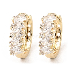 Brass Micro Pave Cubic Zirconia Hoop Earring, Rectangle, Light Gold, 18x5.5x20mm(EJEW-D078-24KCG)