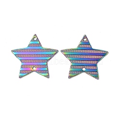 Ion Plating(IP) 304 Stainless Steel Connector Charms, Striped Star Links, Rainbow Color, 25.5x27x1mm, Hole: 1.5mm(STAS-C066-07M)