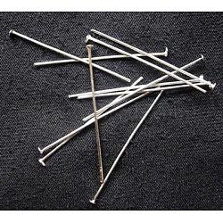 Iron Flat Head Pins, Cadmium Free & Lead Free, Silver Color Plated, Size: about 2.8cm long, 0.75~0.8mm thick(20 Gauge), Head: 2mm(X-HPS2.8cm)