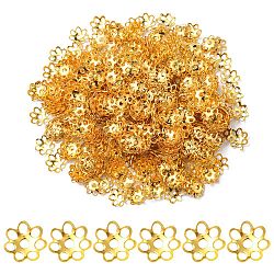 Iron Bead Caps, Cadmium Free & Lead Free, Flower, Multi-Petal, Golden, 6x1mm, Hole: 1mm(IFIN-YW0001-70G)