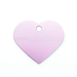 Colored Aluminum Pendants, Laser Cut, Double Sided Dog Pet Name Phone Number ID Tag Charm, Heart, Pearl Pink, 33x37.6x1mm, Hole: 4mm(ALUM-S018-JA636-3)