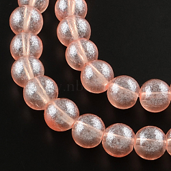 Transparent Spray Painted Glass Bead Strands, Round, Light Coral, 4mm, Hole: 1.1~1.3mm, about 205pcs/strand, 33.2 inch(DGLA-R050-4mm-03)