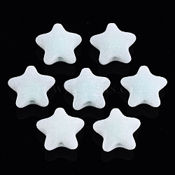 Flocky Acrylic Beads, Bead in Bead, Star, Pale Turquoise, 18.5x20x12mm, Hole: 2.8mm(MACR-S275-25A-02)