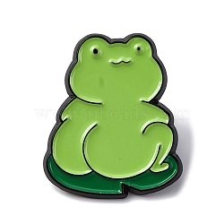 Funny Frog Enamel Pins, Alloy Brooches for Backpack Clothes, Green Yellow, 25x21mm(JEWB-Q015-05B)