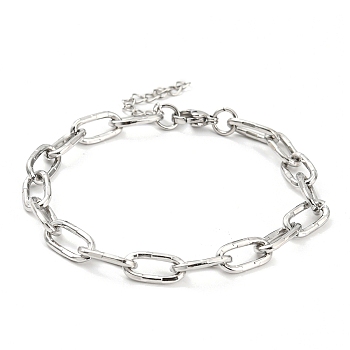 304 Stainless Steel Paperclip Chain Bracelets, Stainless Steel Color, 6-3/4 inch(17.1cm)
