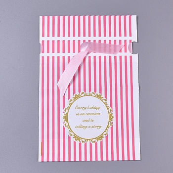 Plastic Candy Bags, Striped Pattern, Pink, 22.2~23x15cm