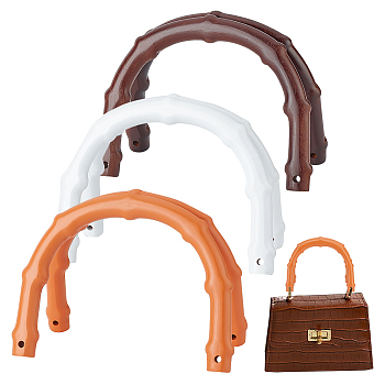 Elite 6Pcs 3 Style Wooden U-Shaped Bag Handles, Purse Replacement Part, Arch, Mixed Color, 10.3~13.5x10~13.3x1.2cm, Hole: 3.5~3.6mm, 2pcs/style