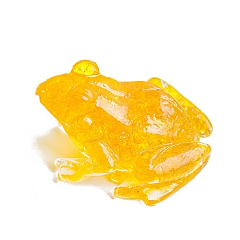 Resin Frog Display Decoration, with Natural Citrine Chips inside Statues for Home Office Decorations, 65x55x38mm