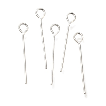 Brass Eye Pins, Lead Free & Cadmium Free, 925 Sterling Silver Plated, 20x3x0.6mm, Hole: 1.8mm