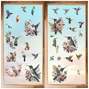 8 Sheets 8 Styles PVC Waterproof Wall Stickers, Self-Adhesive Decals, for Window or Stairway Home Decoration, Rectangle, Bird, 200x145mm, about 1 sheets/style