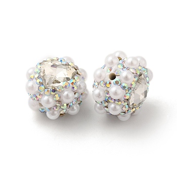 Polymer Clay Rhinestone Beads, with Imitation Pearl, Heart, Crystal, 17.5x17x14mm, Hole: 1.6mm