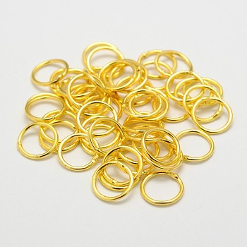 Brass Round Rings, Soldered Jump Rings, Closed Jump Rings, Cadmium Free & Nickel Free & Lead Free, 18K Gold Plated, 21 Gauge, 5x0.7mm, Inner Diameter: 3mm