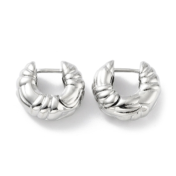 Rack Plating Brass Hoop Earrings for Women, Long-Lasting Plated, Lead Free & Cadmium Free, Platinum, 16.5x17.5x7mm
