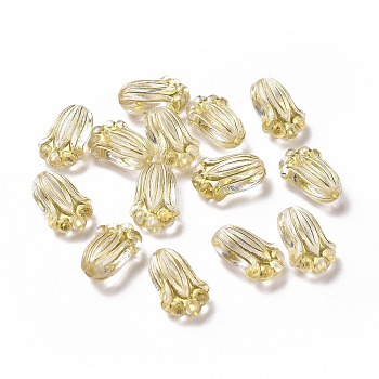 Plating Acrylic Beads, Golden Metal Enlaced, Flower, Clear, 11.5x8x5mm, Hole: 1.2mm, about 2020pcs/500g