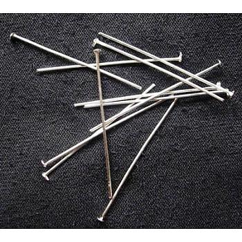 Iron Flat Head Pins, Cadmium Free & Lead Free, Silver Color Plated, Size: about 2.8cm long, 0.75~0.8mm thick(20 Gauge), Head: 2mm