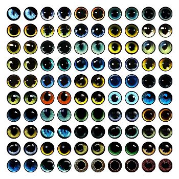 Craft Glass Doll Eyes, Stuffed Toy Eyes, Half Round, Mixed Color, 8mm, about 100pcs/bag