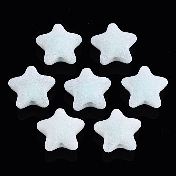 Flocky Acrylic Beads, Bead in Bead, Star, Pale Turquoise, 18.5x20x12mm, Hole: 2.8mm