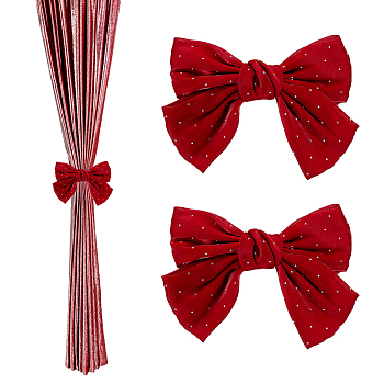 Polyester & Alloy & Iron Clamp, Bowknot, Dark Red, 136x200x44mm