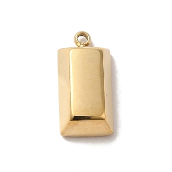 304 Stainless Steel Pendants, Bullion Charm, Real 14K Gold Plated, 15x7x5mm, Hole: 1.2mm