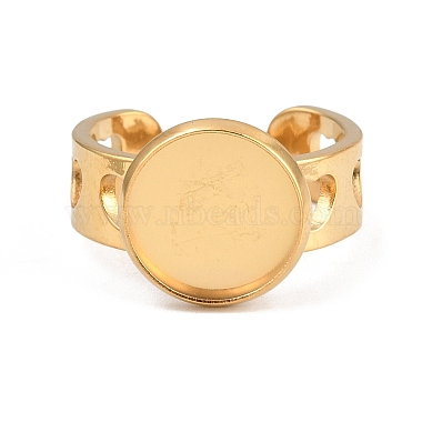Hollow Heart 304 Stainless Steel Cuff Ring Components(SA-CBA82C8-02C-G)-2