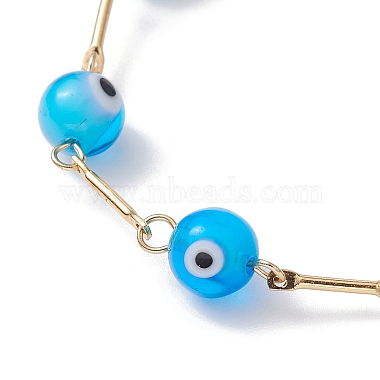 Lampwork Evil Eye Link Chain Bracelets(BJEW-JB10045-02)-3