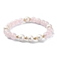 bracelet extensible en perles de quartz rose naturel et perle pour femme(BJEW-JB09384-02)-1