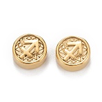 Ion Plating(IP) 304 Stainless Steel Beads, Flat Round with Constellations Pattern, Sagittarius, 10x4mm, Hole: 1.8mm(STAS-J034-14G-J)