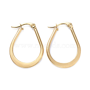 201 Stainless Steel Hoop Earrings, with 304 Stainless Steel Pins, Flat Teardrop, Golden, 27.5x20x1.5~2mm, Pin: 1x0.7mm(EJEW-I245-17F)