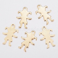 304 Stainless Steel Charms, Girl Silhouette Pendants, Golden, 16x11x0.8mm, Hole: 1.5mm(STAS-G179-85G)