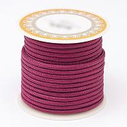 Braided Polyester Cords, Round, Dark Red, 3mm, about 8.74 yards(8m)/roll(OCOR-D005-12)