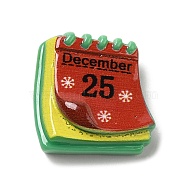 Christmas Theme Opaque Resin Cabochons, for Jewelry Making, Calendar, Rectangle, 22x22x19mm(RESI-E043-01P)