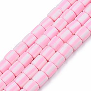 Handmade Polymer Clay Bead Strands, Column, Pink, 6x6mm, Hole: 1.5mm, about 63pcs/strand, 15.55 inch~15.94 inch(39.5~40.5cm)(X-CLAY-T020-12H)