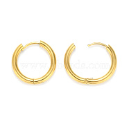 Ion Plating(IP) 304 Stainless Steel Huggie Hoop Earrings, Manual Polishing, Hypoallergenic Earrings, Thick Hoop Earrings, Ring, Real 18K Gold Plated, 10 Gauge, 19x2.5mm, Pin: 1mm(EJEW-O087-06H-G)