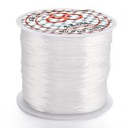 Flat Elastic Crystal String, Elastic Beading Thread, for Stretch Bracelet Making, Dyed, White, 0.8mm, about 65.61 yards(60m)/roll(EW014-1)
