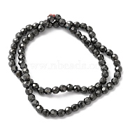 Non-magnetic Synthetic Hematite Round Beaded Necklaces, Black, 15.75~15.98 inch(40~40.6cm)(NJEW-R259-01)