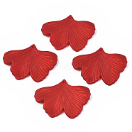 Rubberized Style Opaque Acrylic Pendants, Ginkgo Leaf, Dark Red, 33.3x44.9x4mm, Hole: 1.5mm(ACRP-T010-06)