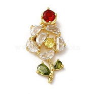 Colorful Glass Pendants, with Brass Findings, Flower of Life Charm, Golden, 29mm, Hole: 3x4mm(KK-F865-02G)