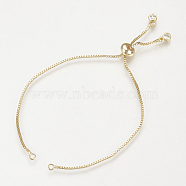 Brass Slider Bracelets Making, with Cubic Zirconia, Box Chains, Long-Lasting Plated, Real 18K Gold Plated, Single Chain Length: about 11.5~12cm(MAK-R025-02G)