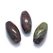 Natural Dragon Blood Jasper Two Half Drilled Holes Beads, Oval, 49.5~50x25mm, Hole: 2mm(G-G795-11-14)