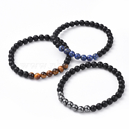 Unisex Natural Black Agate(Dyed) Beads Stretch Bracelets, with Gemstone Beads, Round, 2-1/8 inch(5.5cm)(BJEW-JB04785)