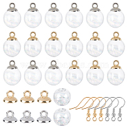 SUNNYCLUE DIY Dangle Earring Making Kits, Including Round Glass Globe Beads, Plastic Bead Cap Pendant Bails, Brass Earring Hooks, Platinum & Golden, Globe Beads: 16x15mm, Hole: 4.5~5mm, 20pcs/box(DIY-SC0001-68B)
