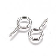 304 Stainless Steel Screw Eye Pin Peg Bails, For Half Drilled Beads, Stainless Steel Color, 17x8.5x1.5mm, Hole: 6mm, Pin: 1.8mm(X-STAS-L234-165B-P)