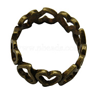 Brass Heart Band Rings, Valentine Gift Rings, Antique Bronze, 17mm(X-RJEW-H113-AB)