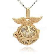 Golden Tone Brass Hollow Round Cage Pendants, with No Hole Spray Painted Brass Ball Beads, Silver, 28x27x20mm, Hole: 3x8mm(KK-J237-05G)